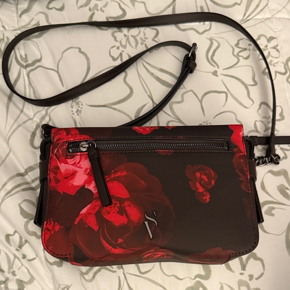 Floral Red and Black Crossbody Bag
